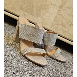 BAMBOO Gold Tan Sandals with Elastic Ankle Strap